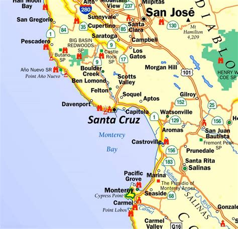 MAP Santa Cruz Map of California